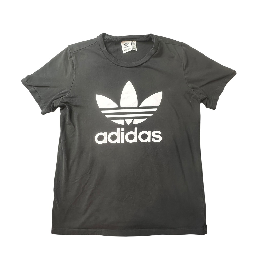 Adidas T-Shirt Womens M‎ Black Trefoil Logo Short Sleeve Crewneck Graphic Tee